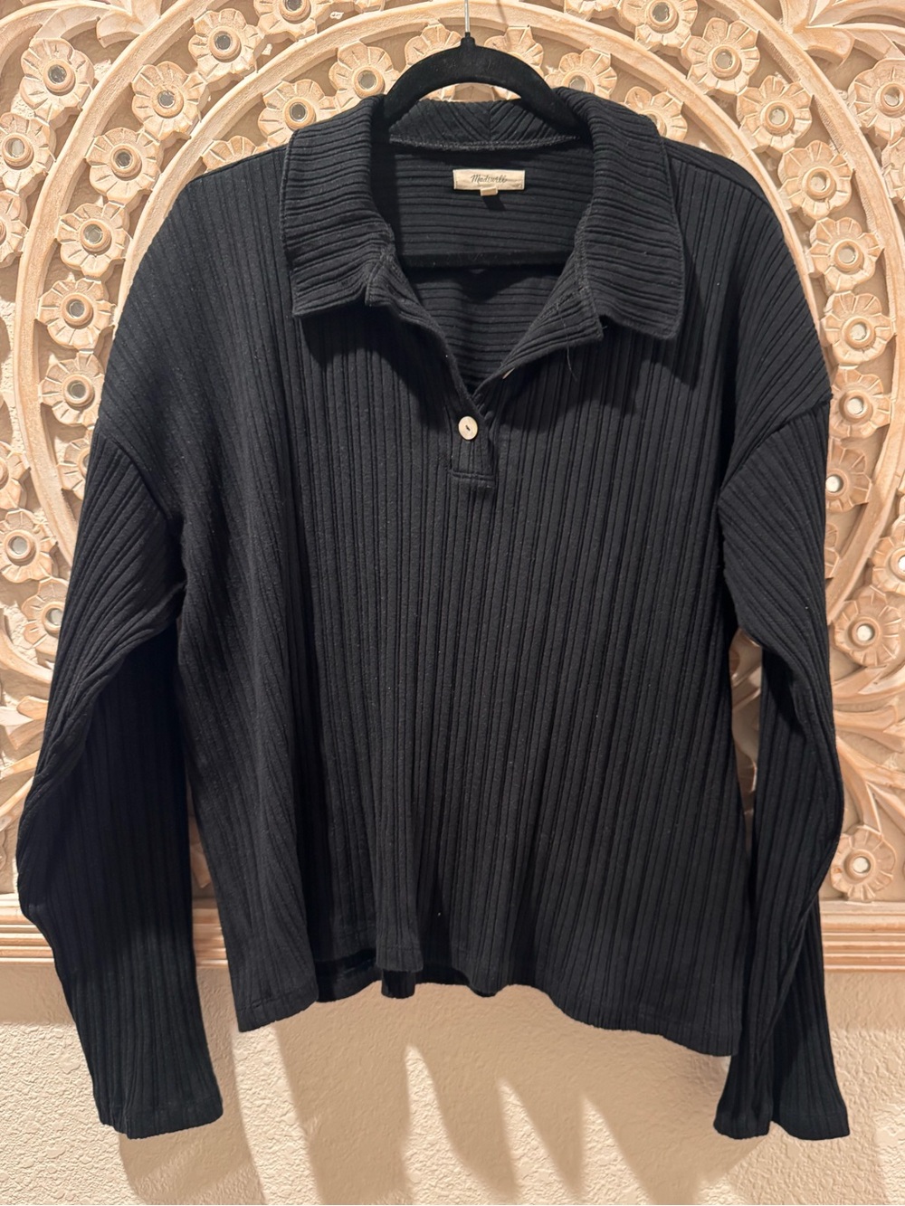 Madewell Variegated Rib Boxy Polo Shirt XL